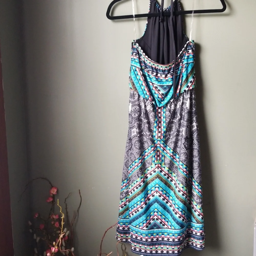 Womens Bailey Blue Sleeveless Dress with Necktie - Picture 2 of 2
